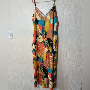 Pastel Floral Slip Dress in Pink, Blue & Yellow Women Size Medium
